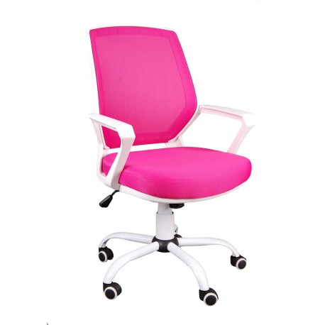 Fotel biurowy FBB różowo-biały z siatką