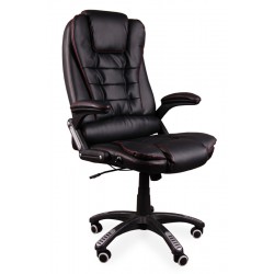 Fotel biurowy BRUNO czarny (czerwona nić)